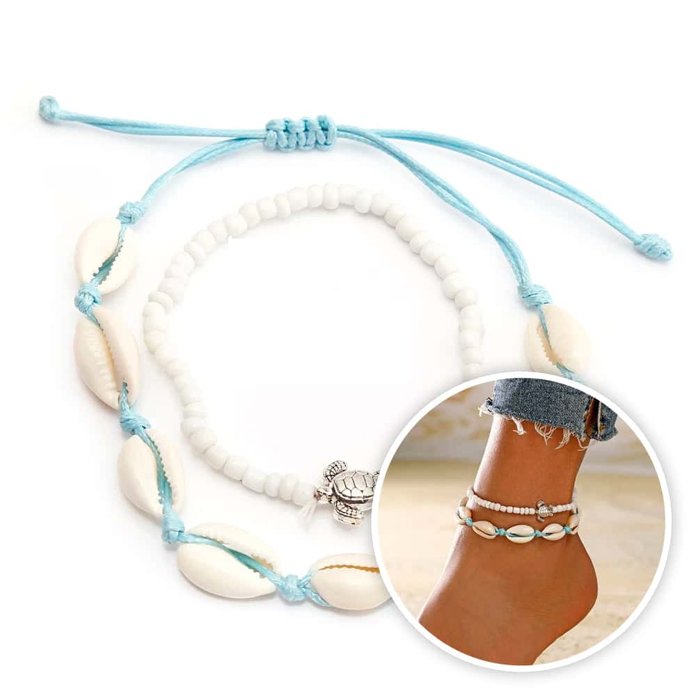 Shell Anklet Duo Cowries And Pearls