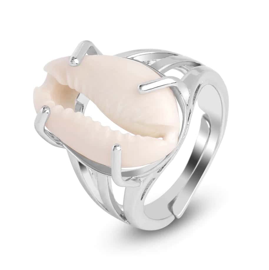 Shell Ring Set Cowrie (Silver)