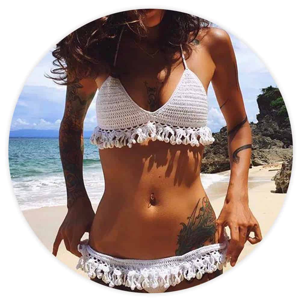 Seashell Swimsuit Brazilian Crochet Bikini In White