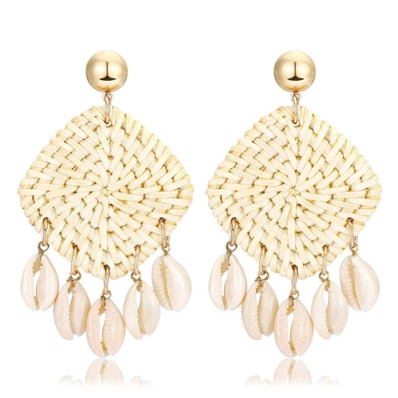 Shell Earrings Cowries And Wicker