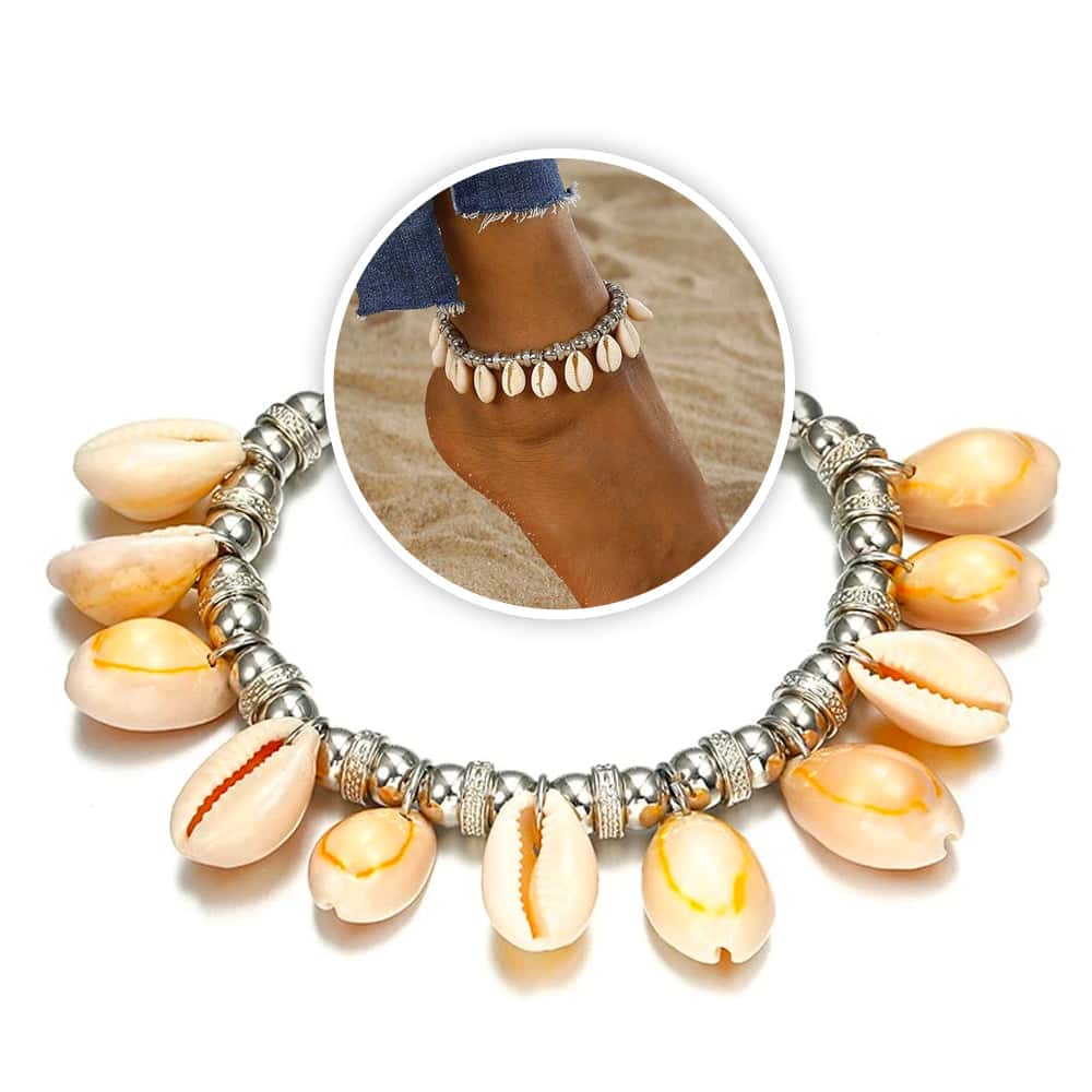 Shell Anklet Cowries And Silver Beads