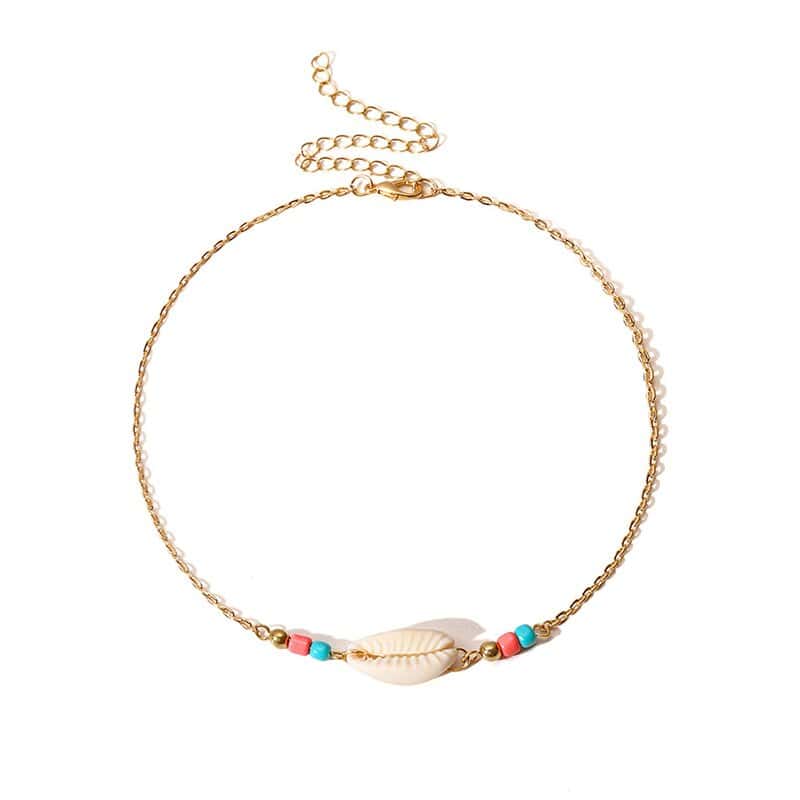Shell Necklace Cowrie Choker With Colored Pearls