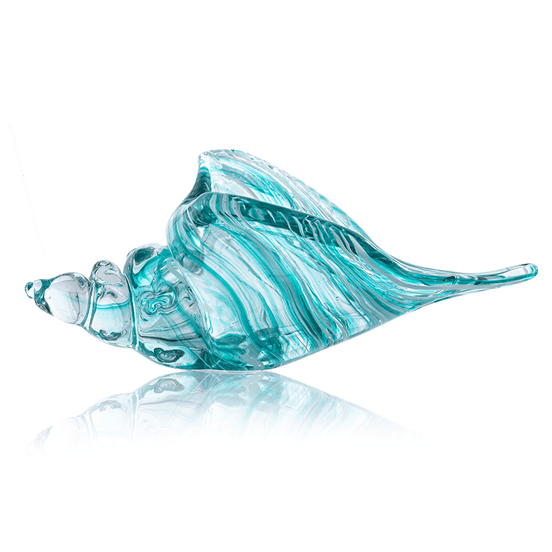 Sea Shell Decor Light Blue Blown Glass