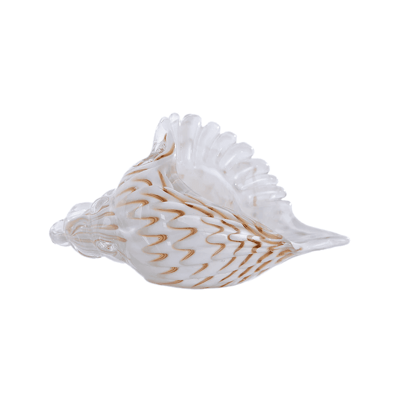 Sea Shell Decor Blown Glass White Lambis