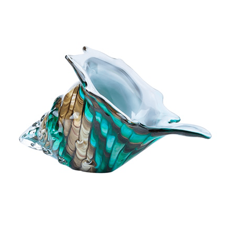 Sea Shell Decor Turquoise Blown Glass