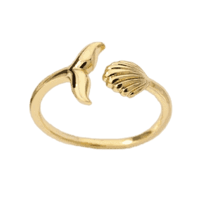 Shell Ring And Golden Mermaid Tail