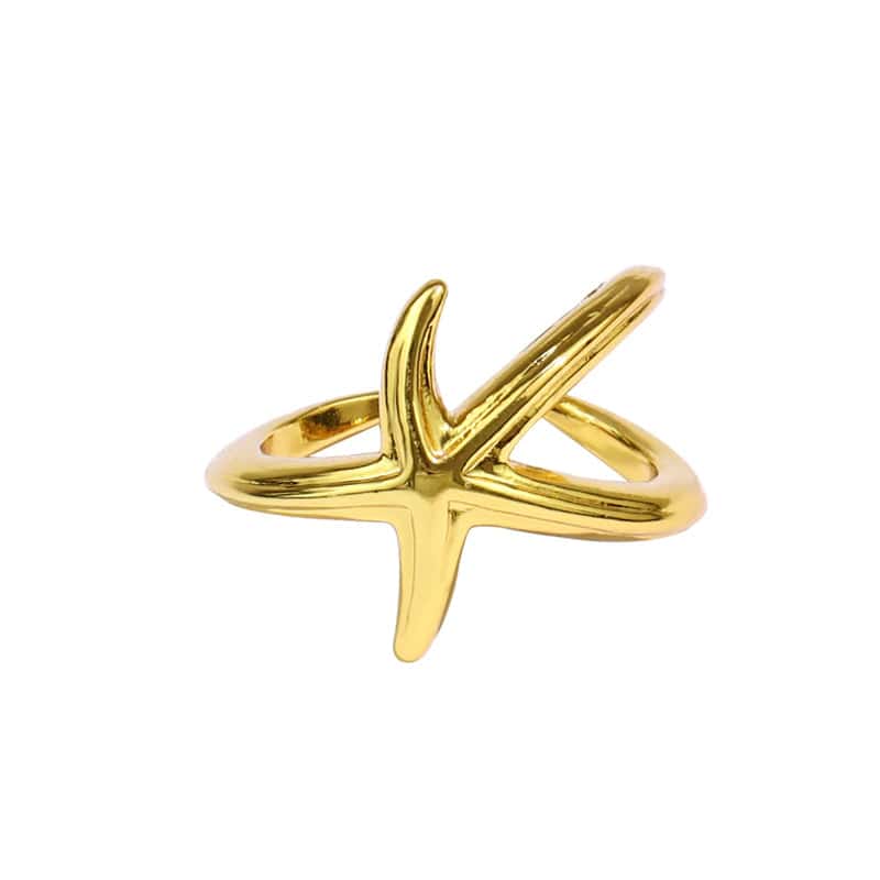 Shell Ring Golden Starfish