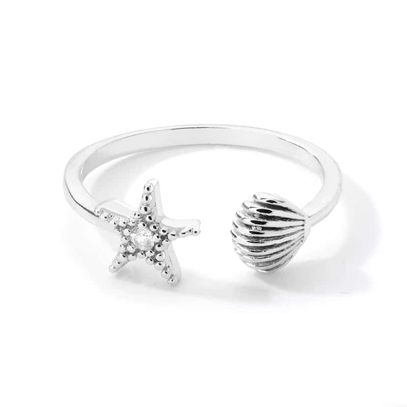 Shell Ring Silver Starfish