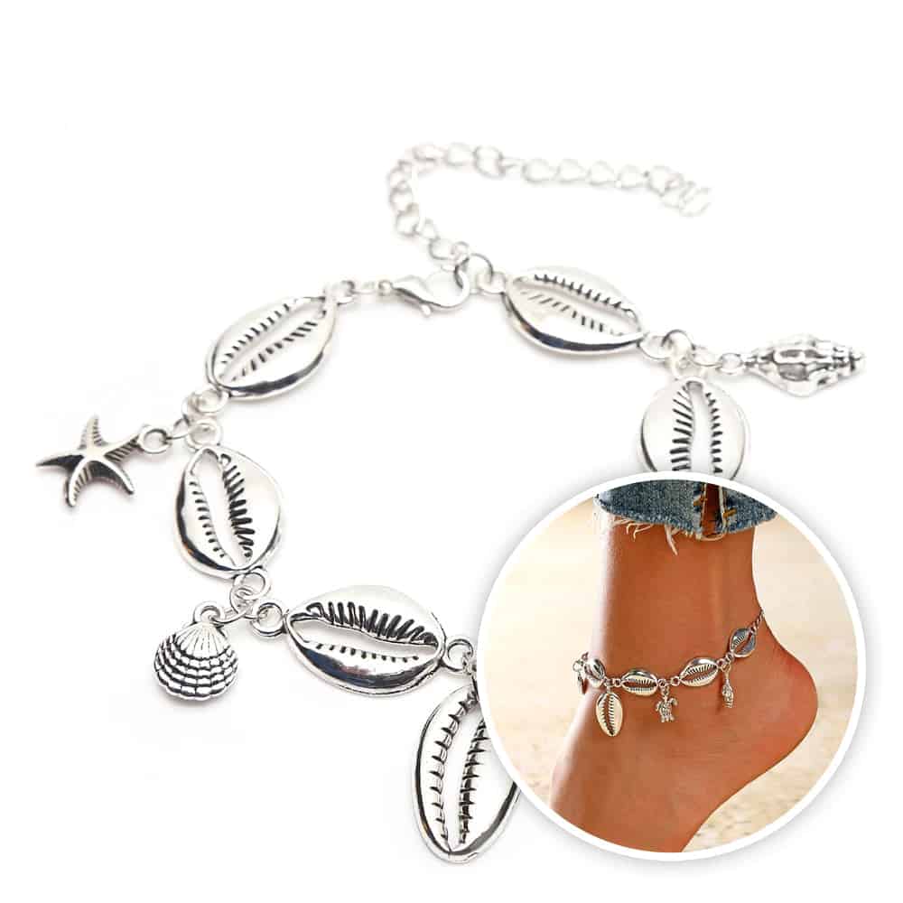 Shell Anklet Silver Cowrie