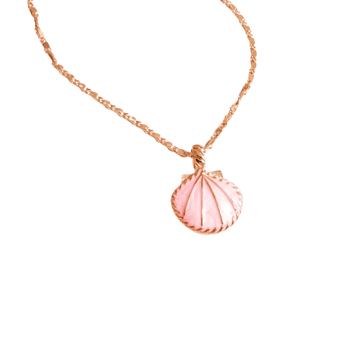 Choker Necklace Pink Enamel Seashell