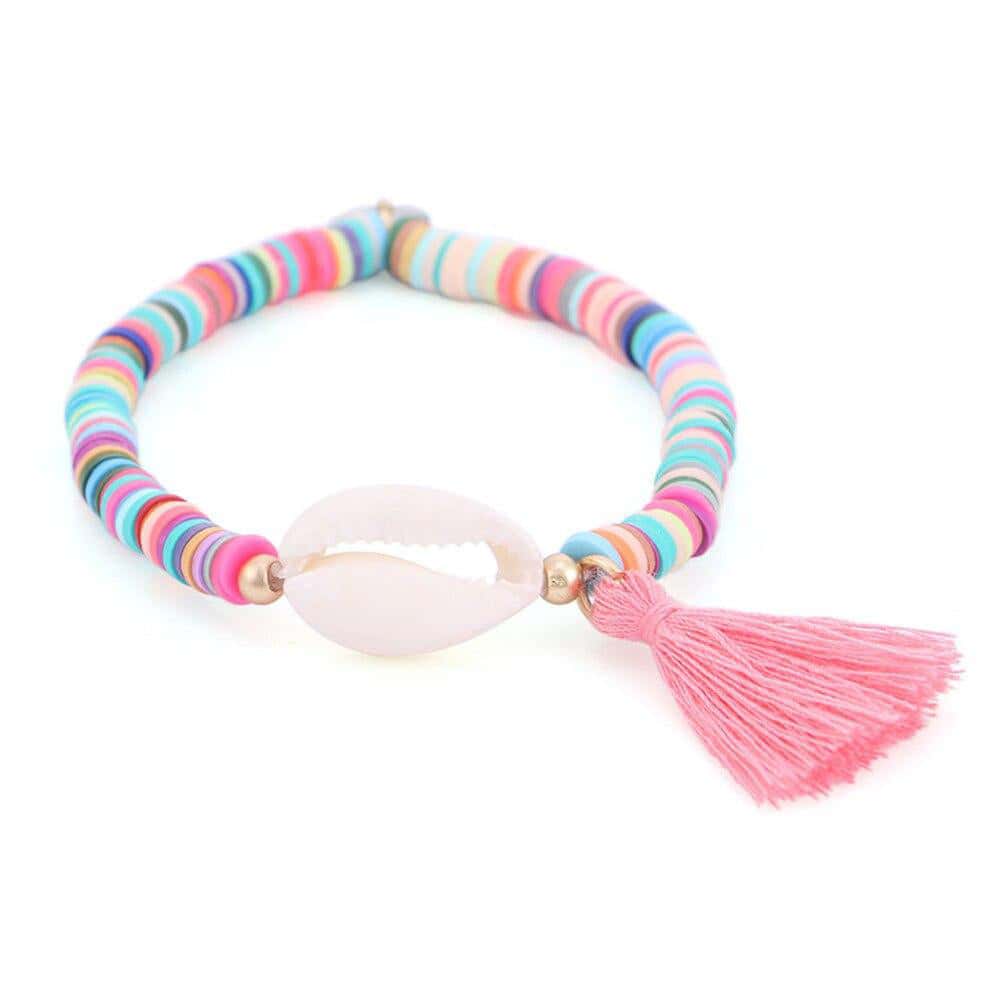Shell Bracelet Pink Surfer Cowrie