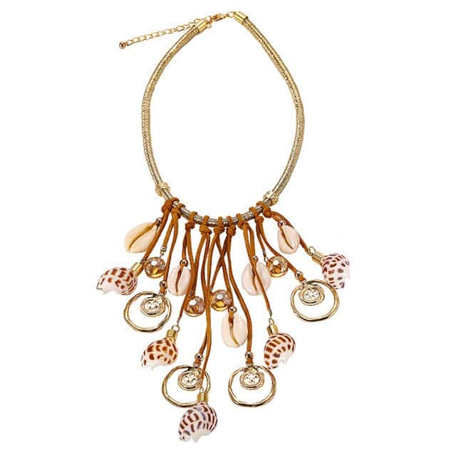 Shell Necklace Golden Cowrie And Leopard Whelks