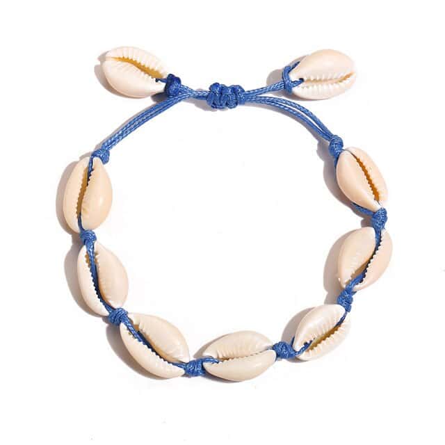Shell Bracelet Blue Cord Cowries