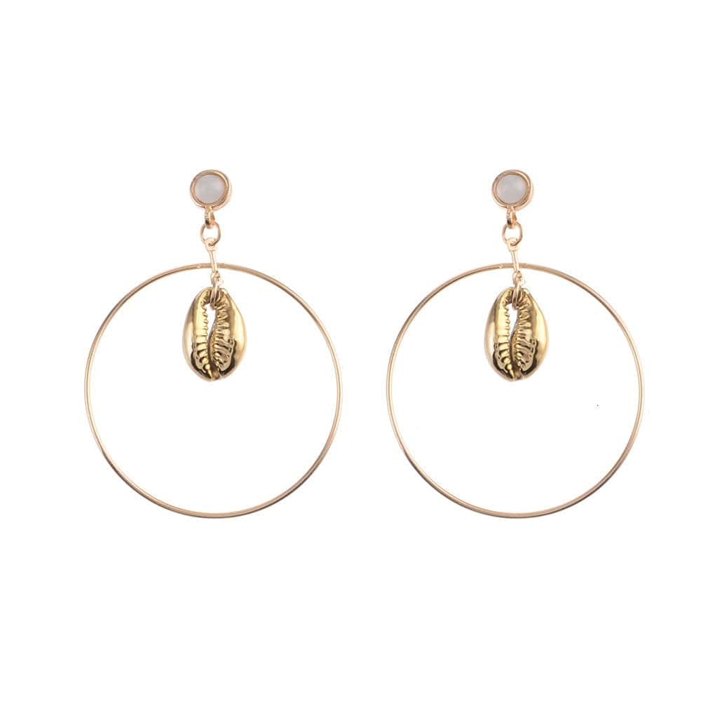 Shell Earrings Golden Hoop Earrings With Cowrie