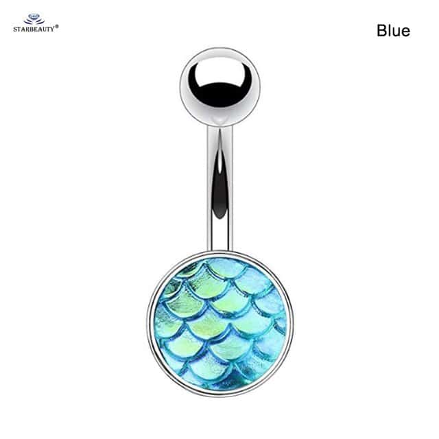Navel Piercing Mermaid Scales (Blue)