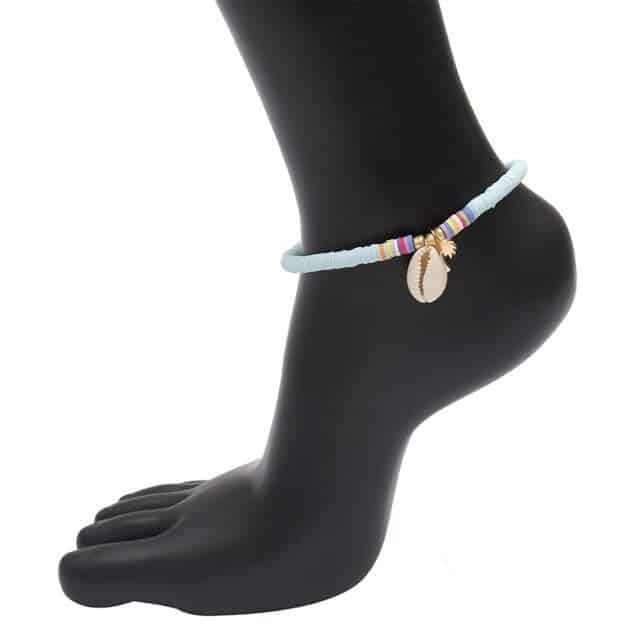 Shell Anklet Blue Beaded Surfer