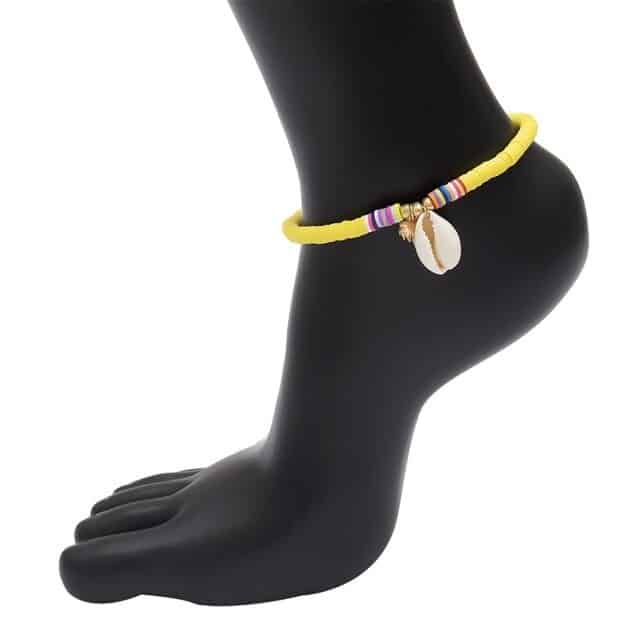 Shell Anklet Yellow Beaded Surfer