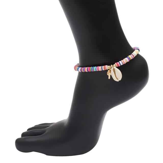 Shell Anklet Multicolored Beaded Surfer