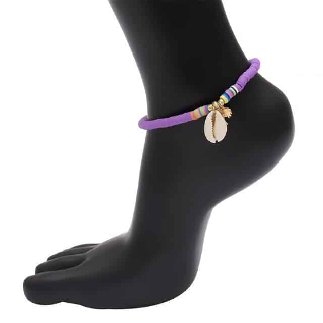 Shell Anklet Mauve Beaded Surfer