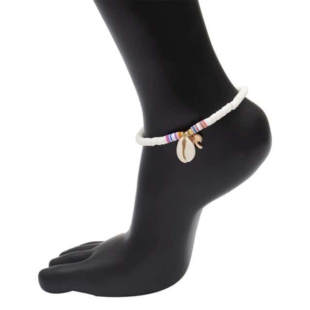 Shell Anklet White Beaded Surfer