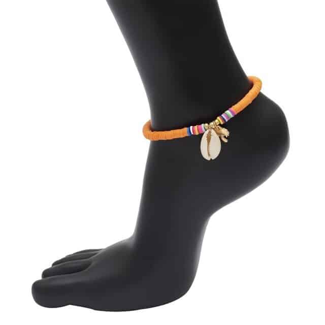 Shell Anklet Orange Beaded Surfer