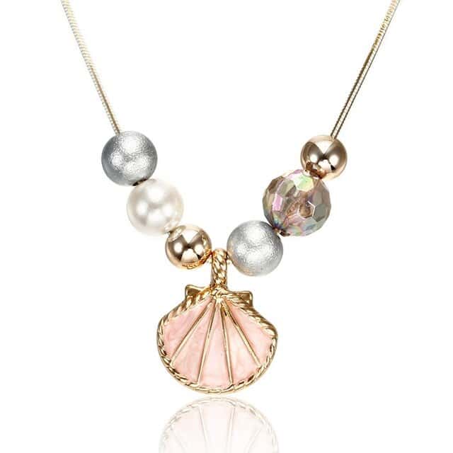 Shell Necklace Salmon St. Jacques Shells And Beads