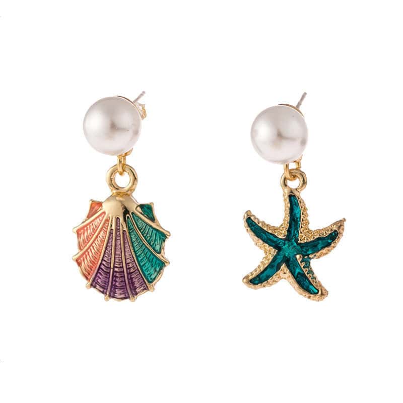 Shell Earrings Mismatched Starfish And Scallop Shells