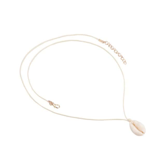 Shell Necklace Cowrie With White Cord