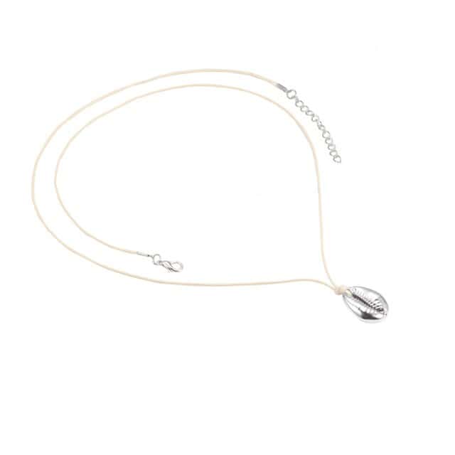 Shell Necklace Silver Cowrie White
