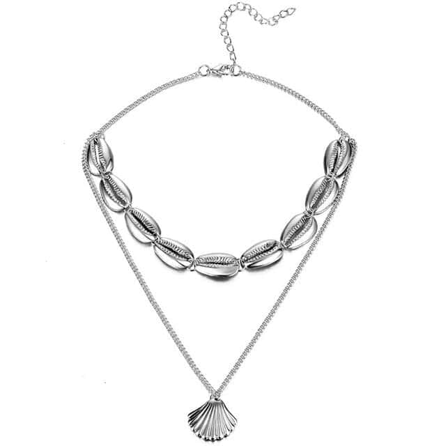 Shell Necklace Silver Shell Pendant Choker