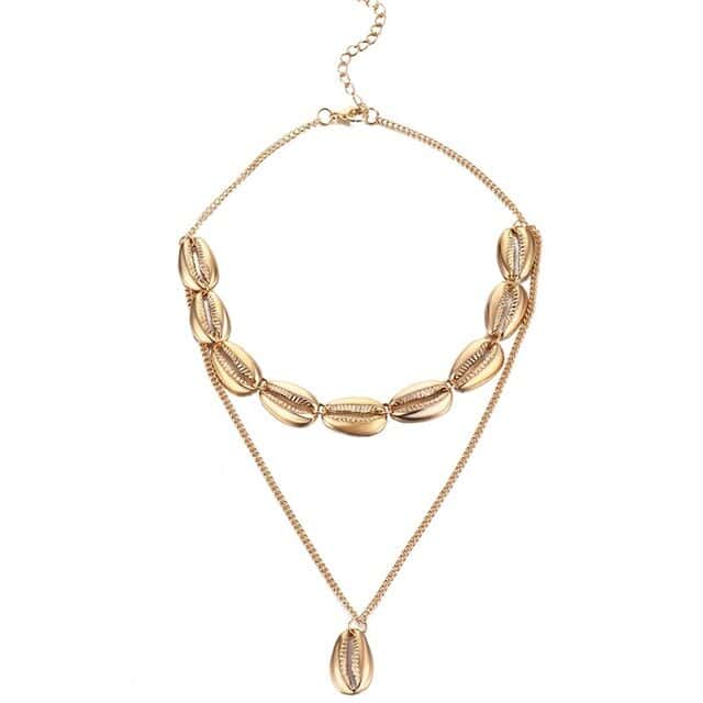 Shell Necklace Golden Cowrie Pendant Choker