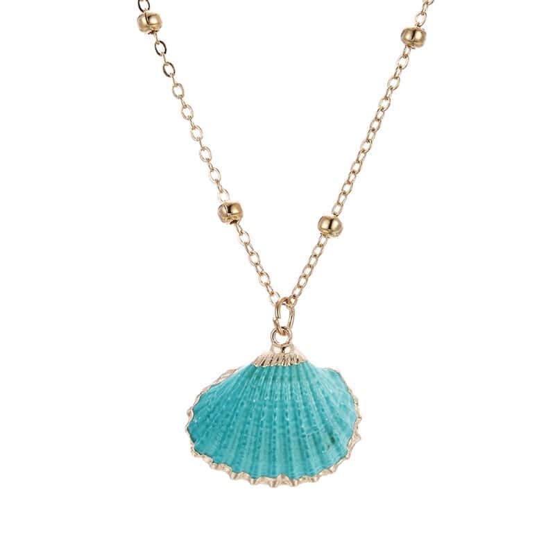 Shell Pendant Turquoise Blue Bucarde