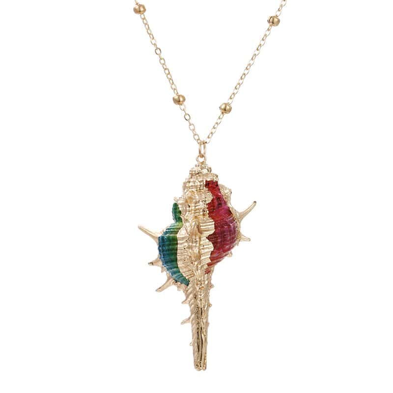 Shell Pendant Green And Red Trap Murex