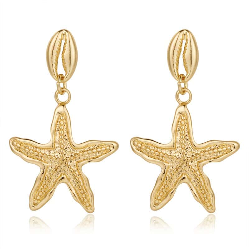 Shell Earrings Cowrie And Starfish