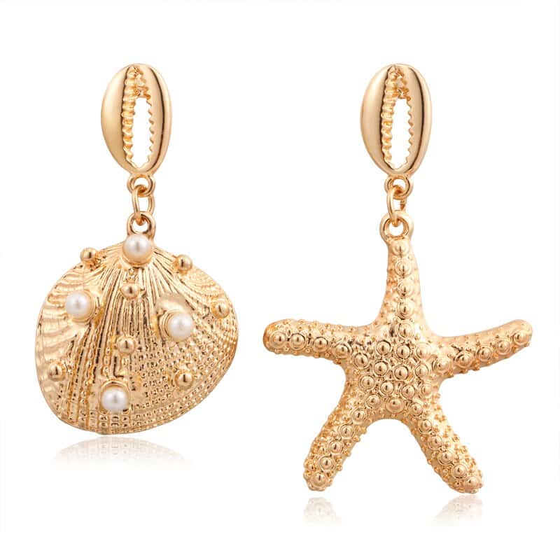 Shell Earrings Mismatched Shell And Starfish