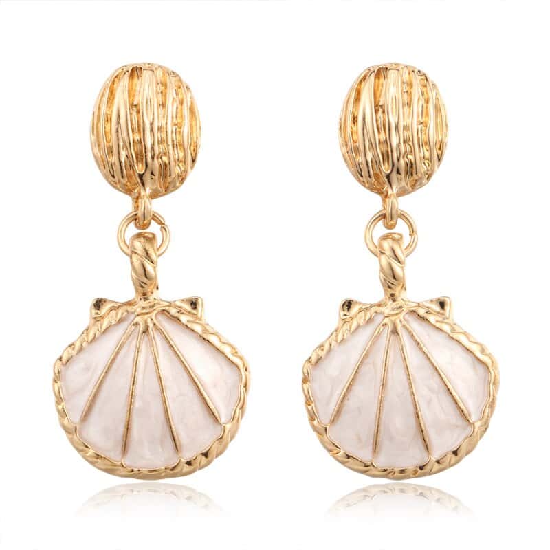 Shell Earrings Golden Scallop Shell