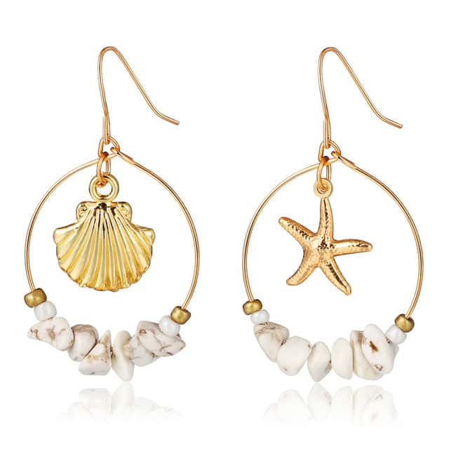 Shell Earrings Starfish And Shell Hoop Earrings