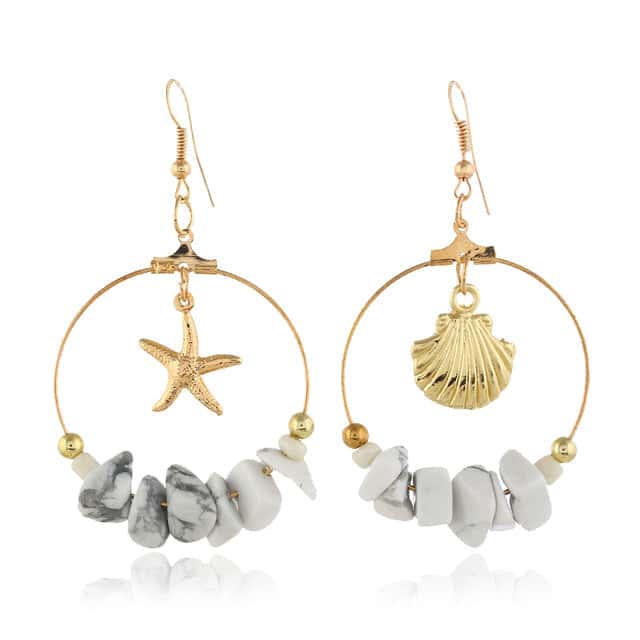 Shell Earrings Shell And Starfish Hoop Earrings