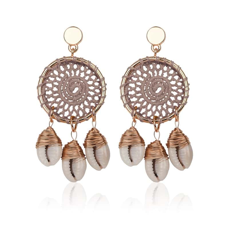 Shell Earrings Gray Dream Catcher