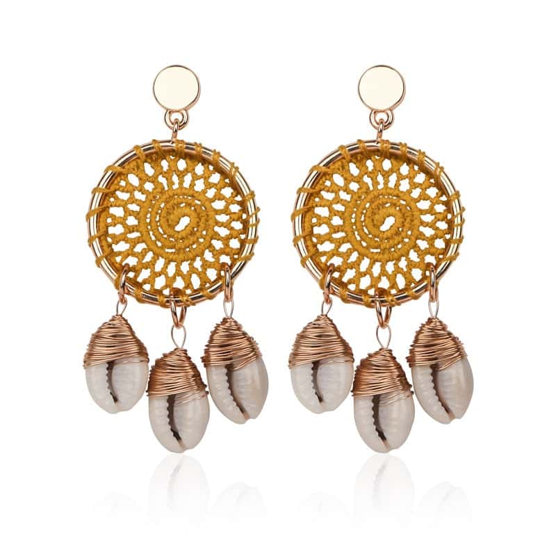 Shell Earrings Coffee Dream Catcher