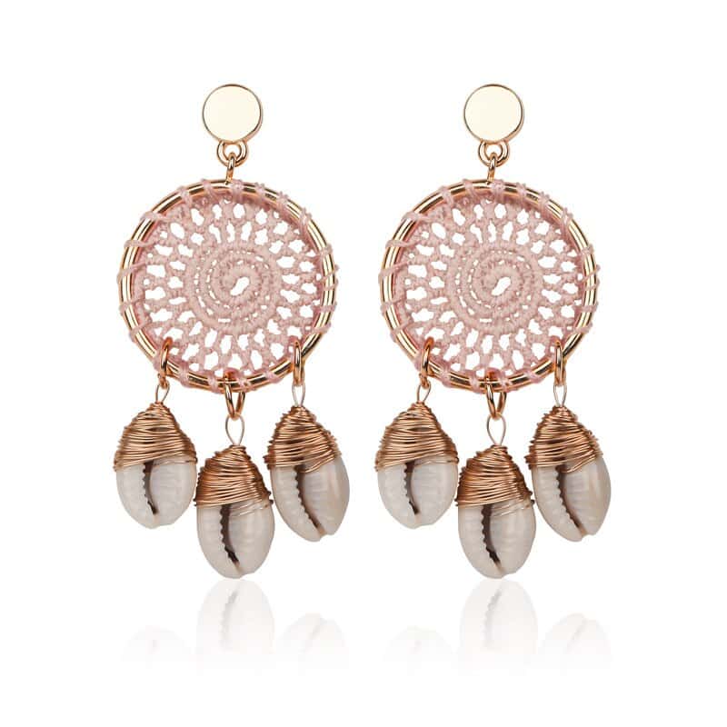 Shell Earrings Pink Dream Catcher