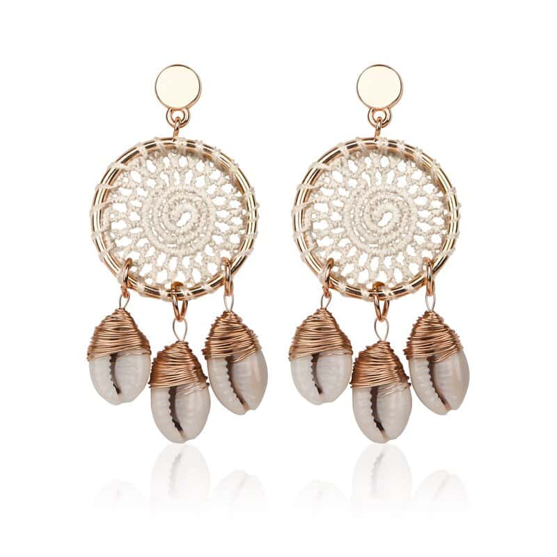 Shell Earrings White Dream Catcher