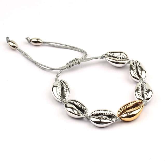 Shell Bracelet Silver And Golden Duo Cowrie