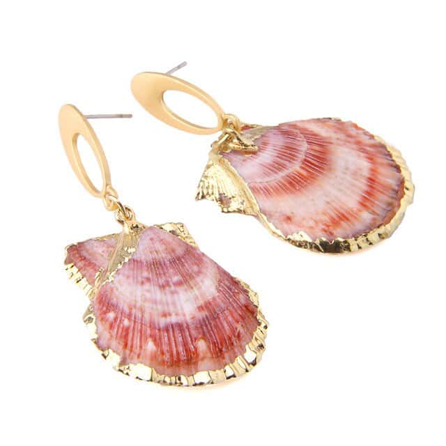 Shell Earrings Red Scallop Shell