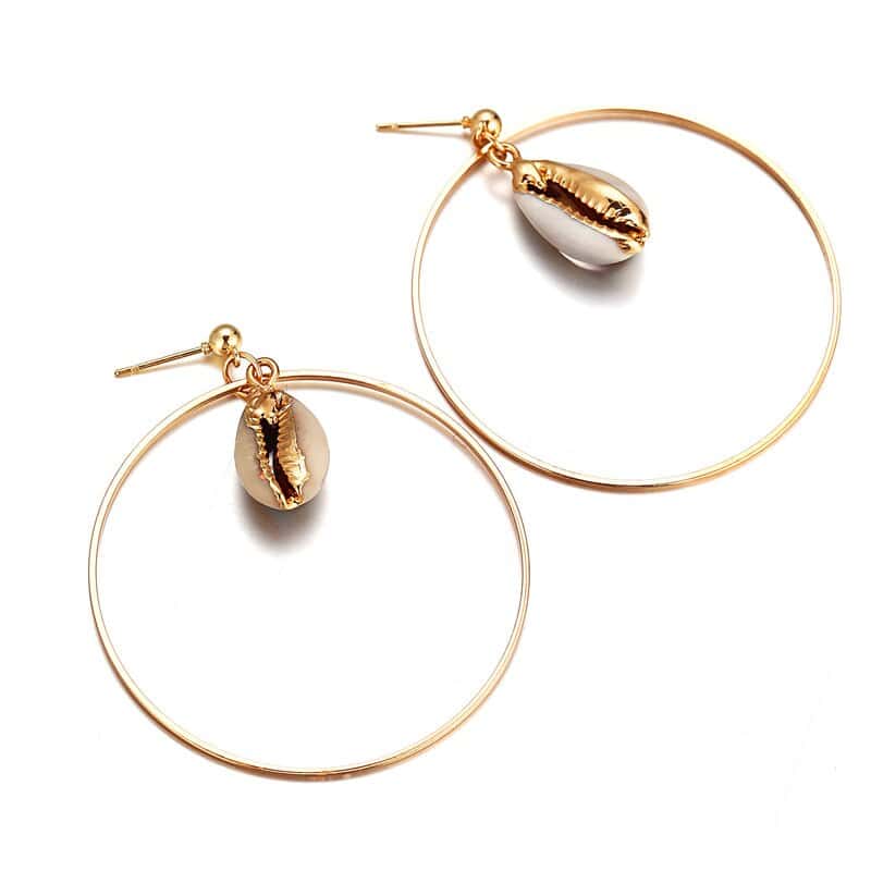 Shell Earrings Cowrie And White Pearl Earrings