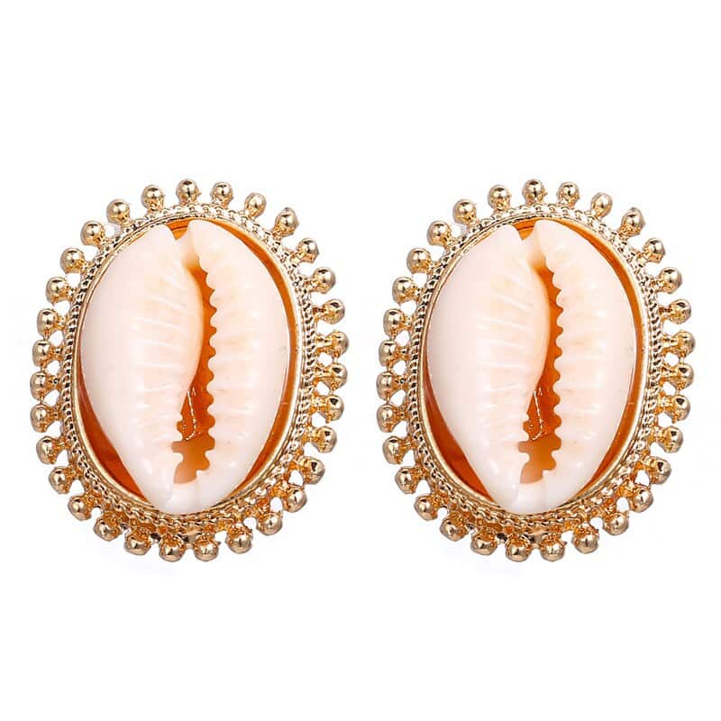 Shell Earrings Set Golden Cowrie