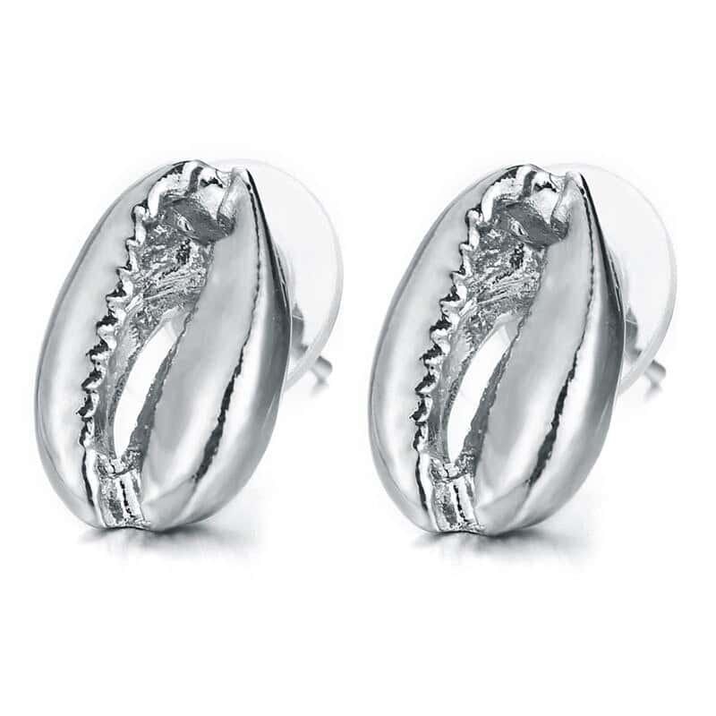 Shell Earrings Silver Cowrie