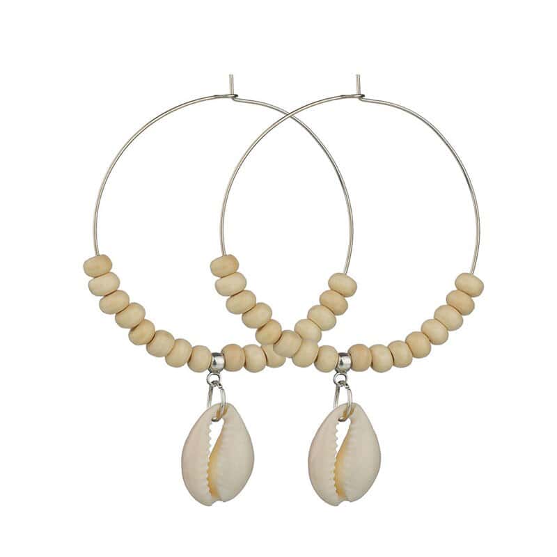 Shell Earrings Cowrie And White Pearl Earrings