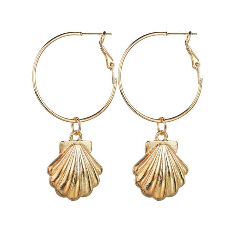 Shell Earrings Gold Shell Scallop