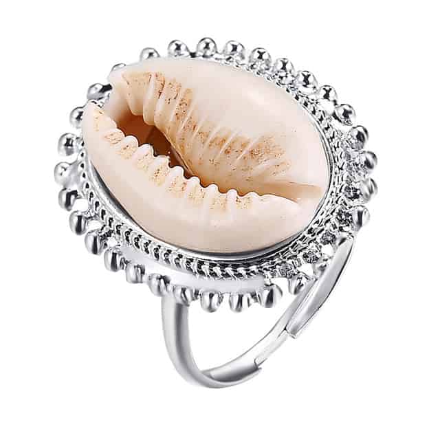 Shell Ring Set Silver Cowrie